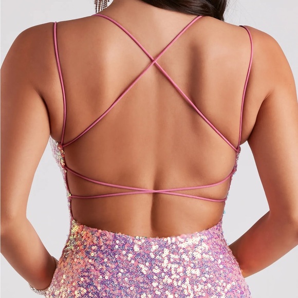 like new windsor pink dance floor diva sequin mini dress - Picture 2 of 6